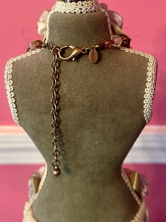 Chico's Brown and Clear Beaded Pendant Statement Necklace - Picture 3 of 4